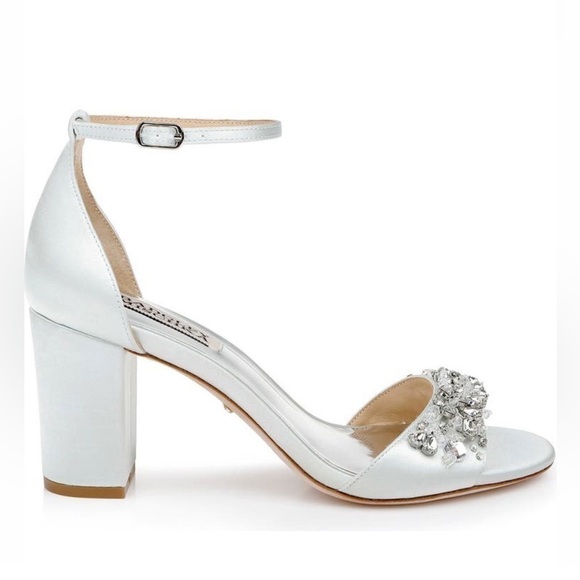 Badgley Mischka Tempest Ivory Embellished Block Heel Sandals - Picture 3 of 10